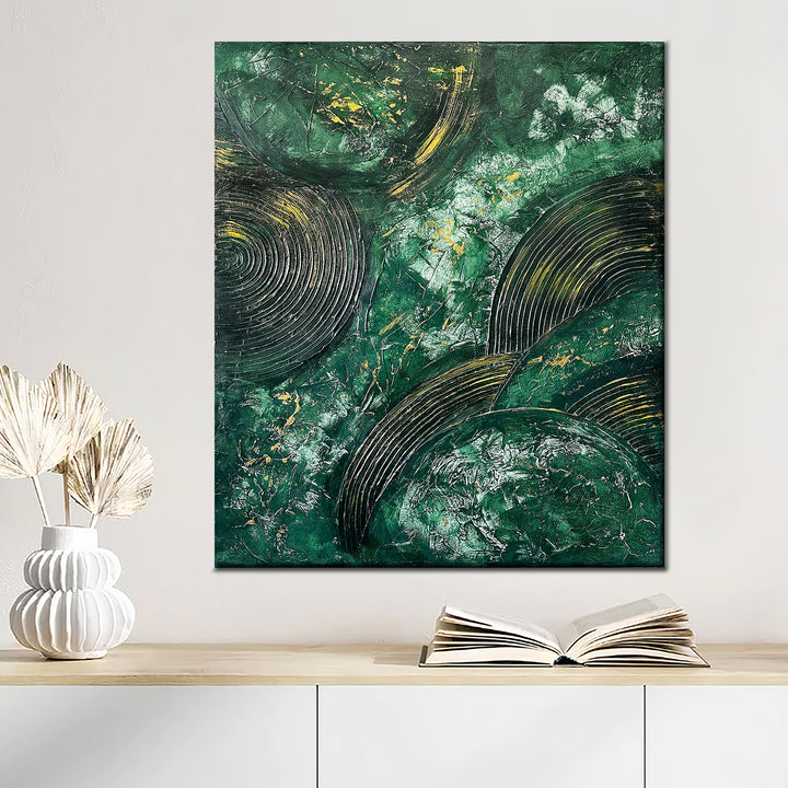 Картина акрилом "Emerald abstraction"
