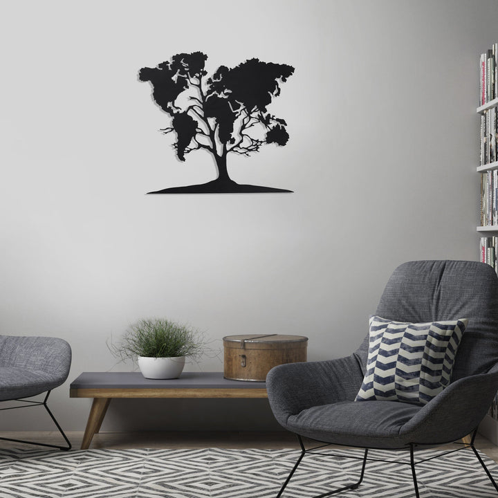 Деревянная картина "Дерево карта мира" - MOKU