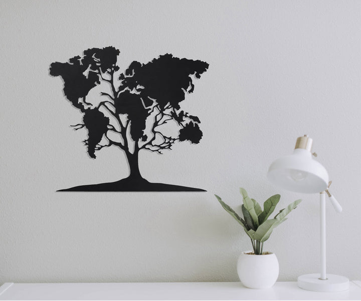 Деревянная картина "Дерево карта мира" - MOKU